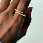Pave Pearl And Diamond Open Ring