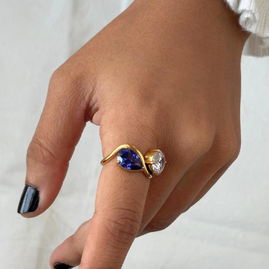 Water Drop Oval Zircon Ring