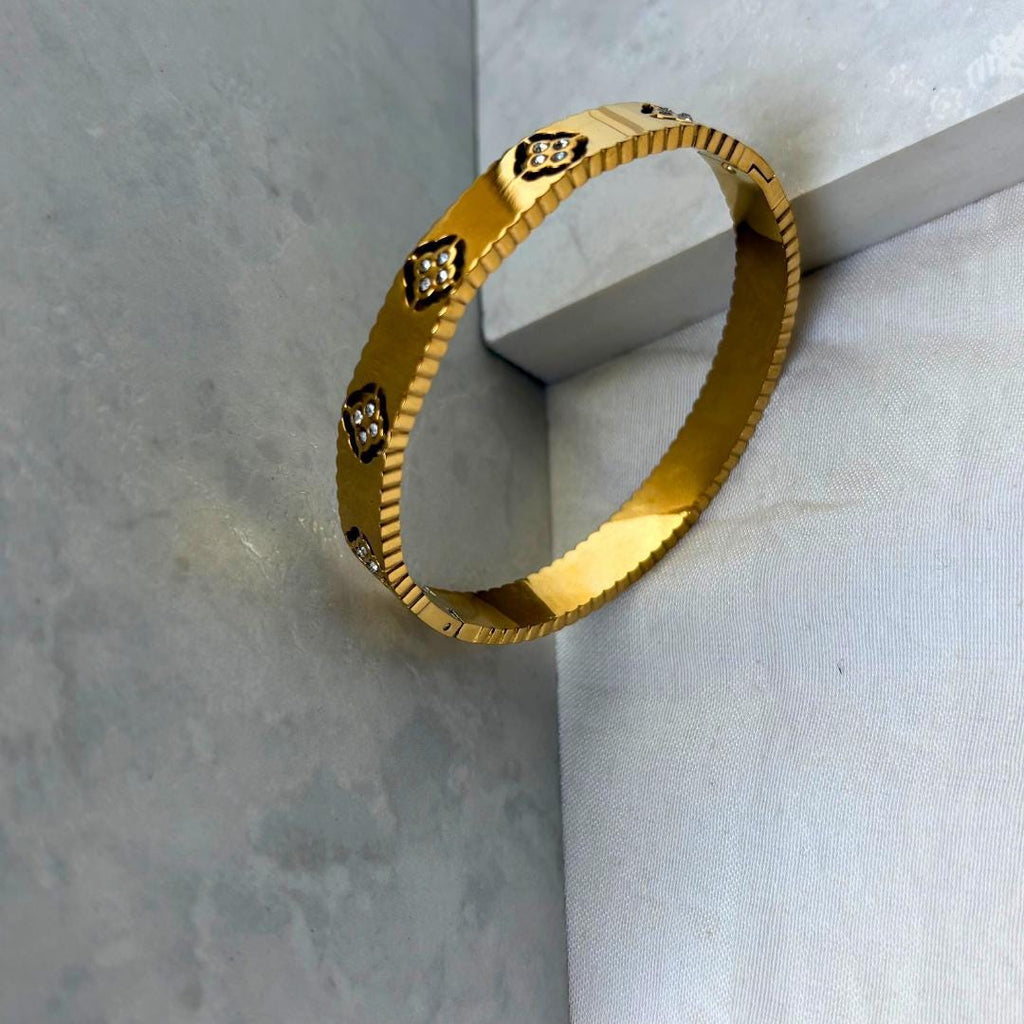 Floral Gold Bangle Bracelet