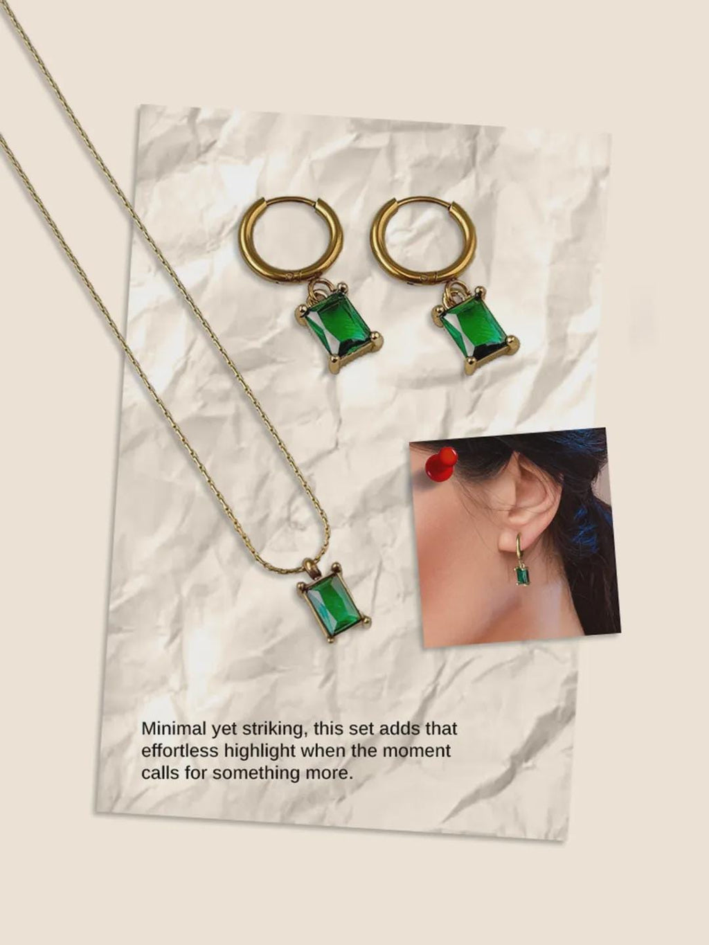 Square Emerald Hoop Earrings