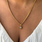 Chunky Gold Chain Crystal Pendant Necklace