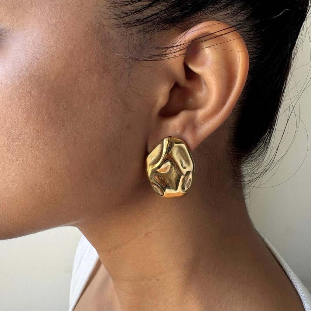 Gold Statement Stud Earrings