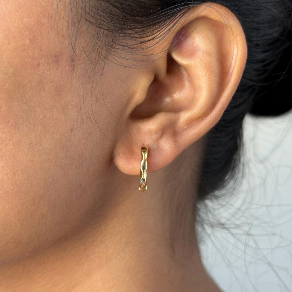 Twisted Wave Huggie Hoop Earrings