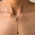 Gold Heart Lariat Necklace