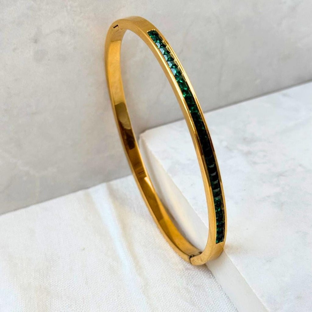 Emerald Stone Bangle Bracelet