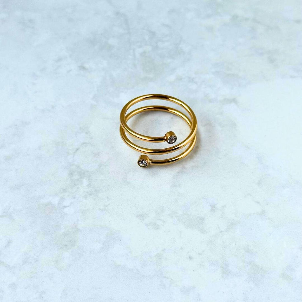 Double Coil Crystal Ring