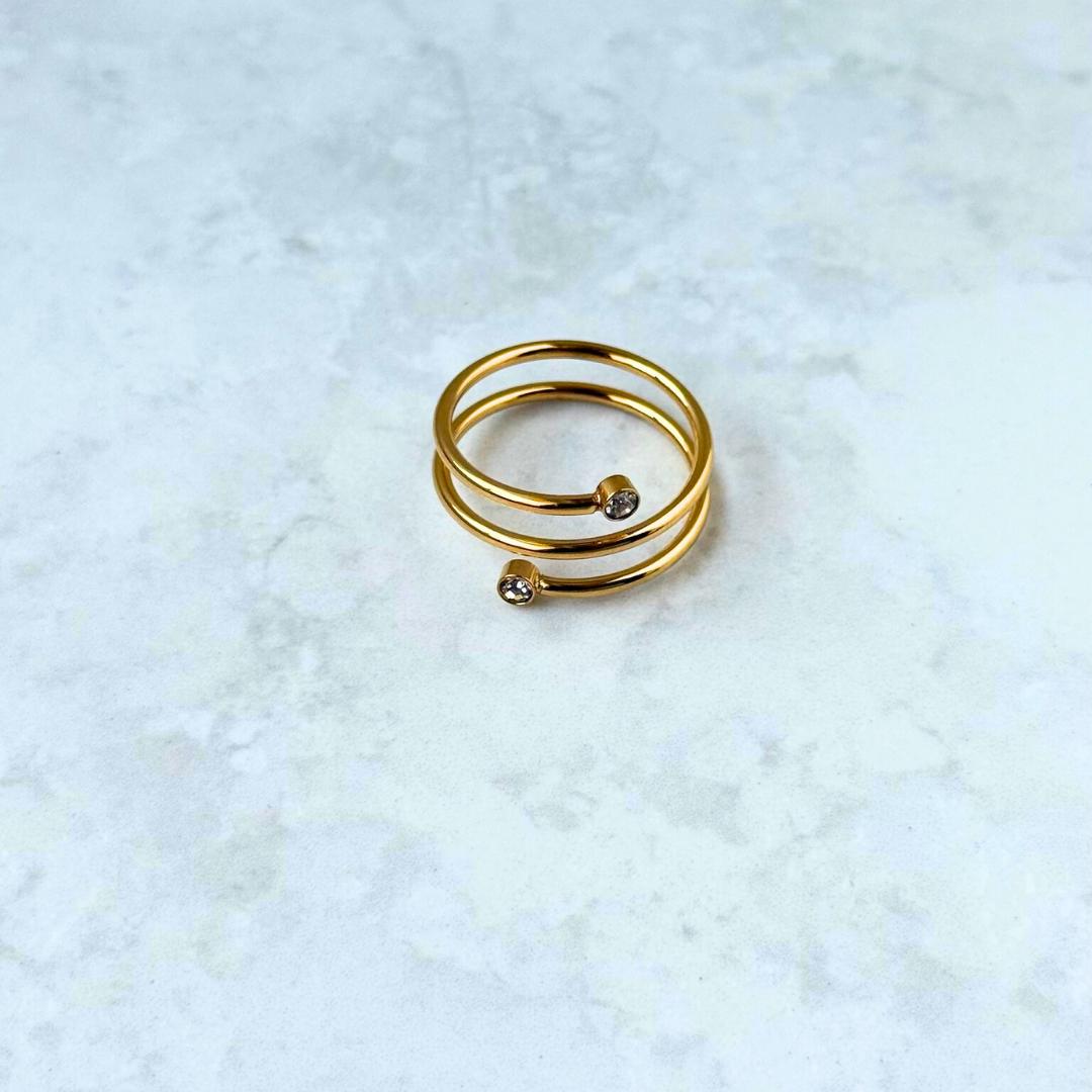 Double Coil Crystal Ring