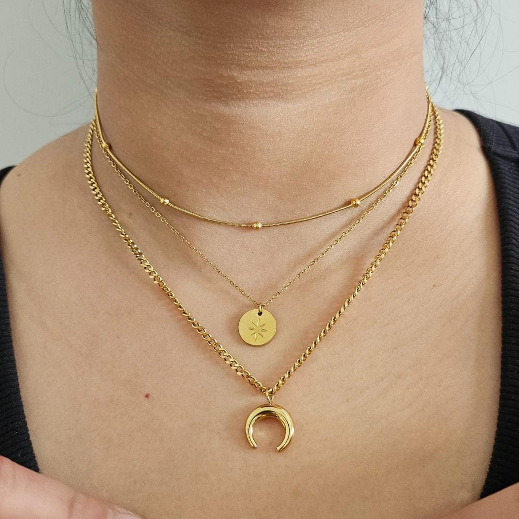 Star Moon Three Layered Necklace