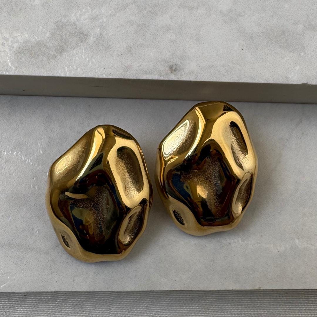 Gold Statement Stud Earrings