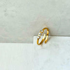 Tristone Gold Plated Ring