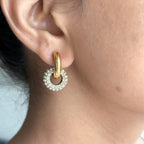 Pavé Double Circle Drop Hoop Earrings