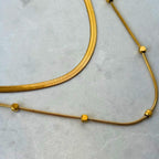 Double Herringbone Chain Necklace Set