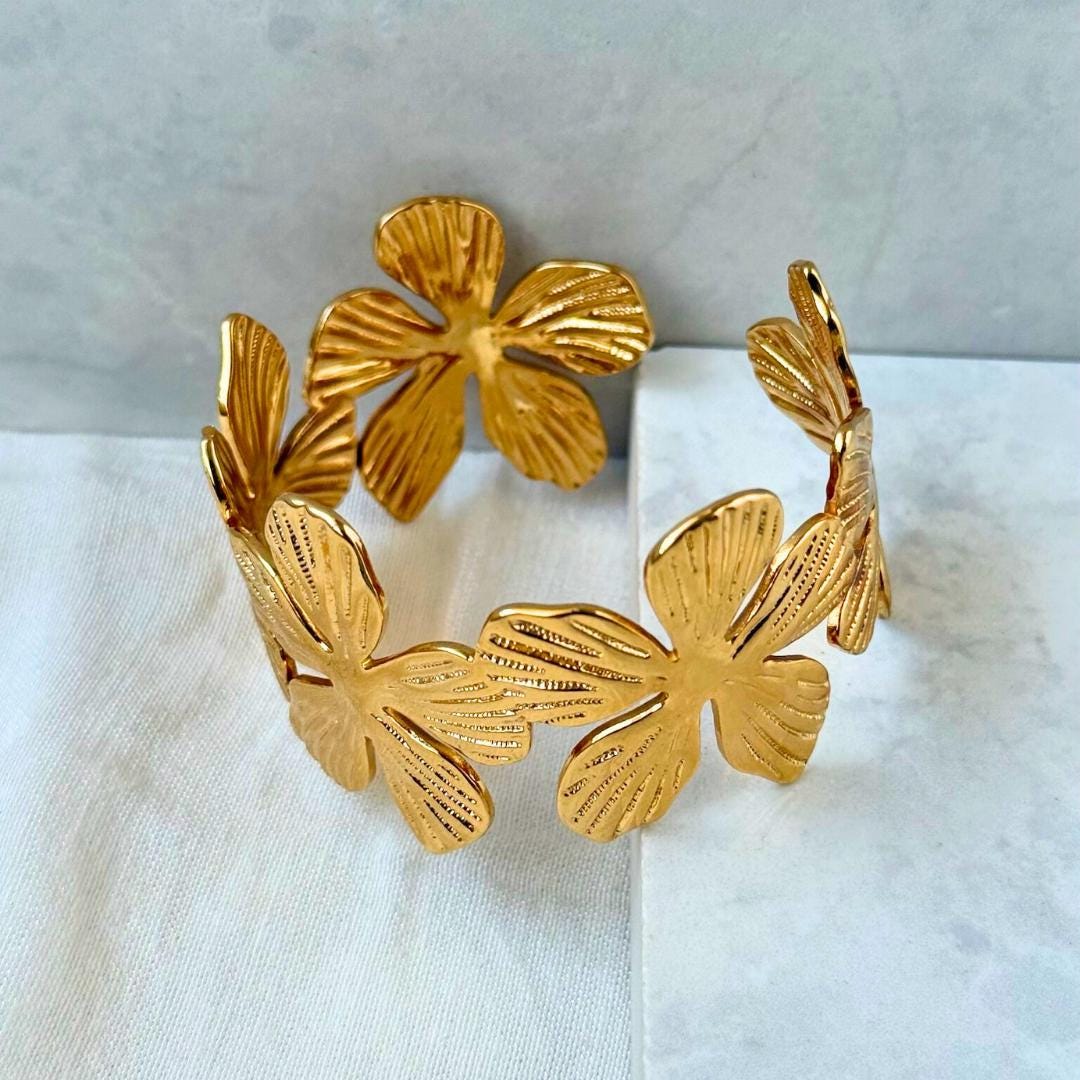 Floral Adjustable Bangle Bracelet