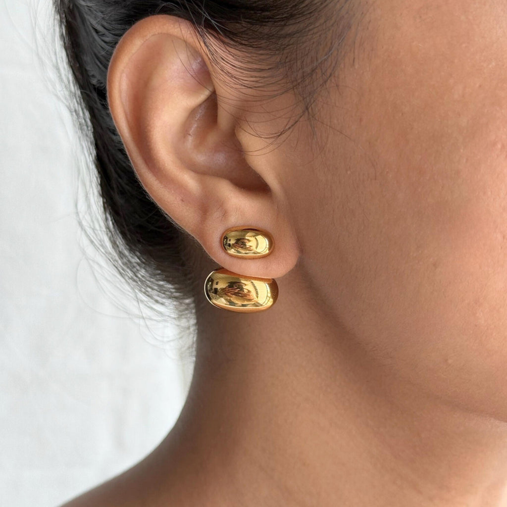 Gold Double Dome Earrings