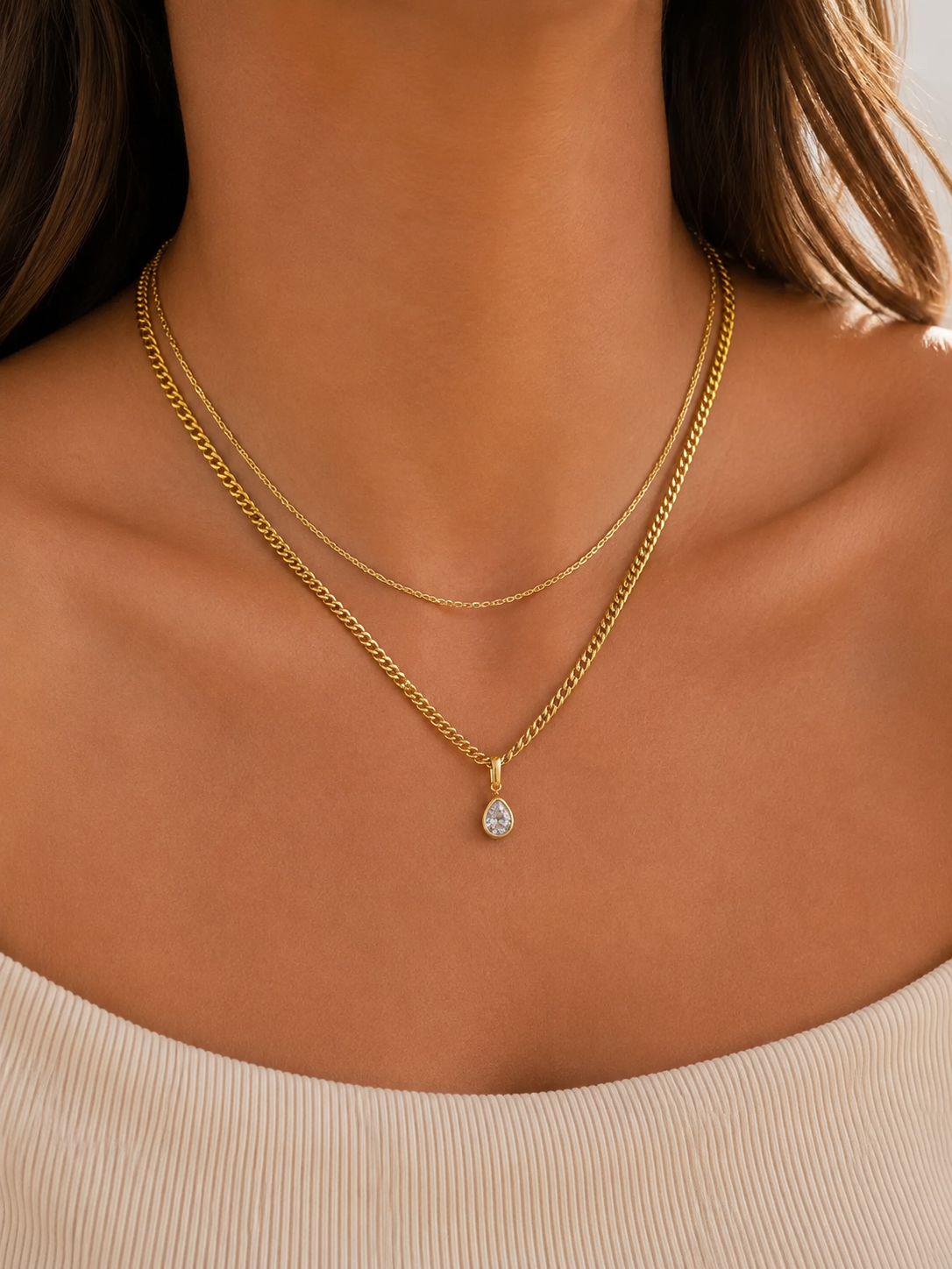 Water Drop Zircon Pendant Necklace
