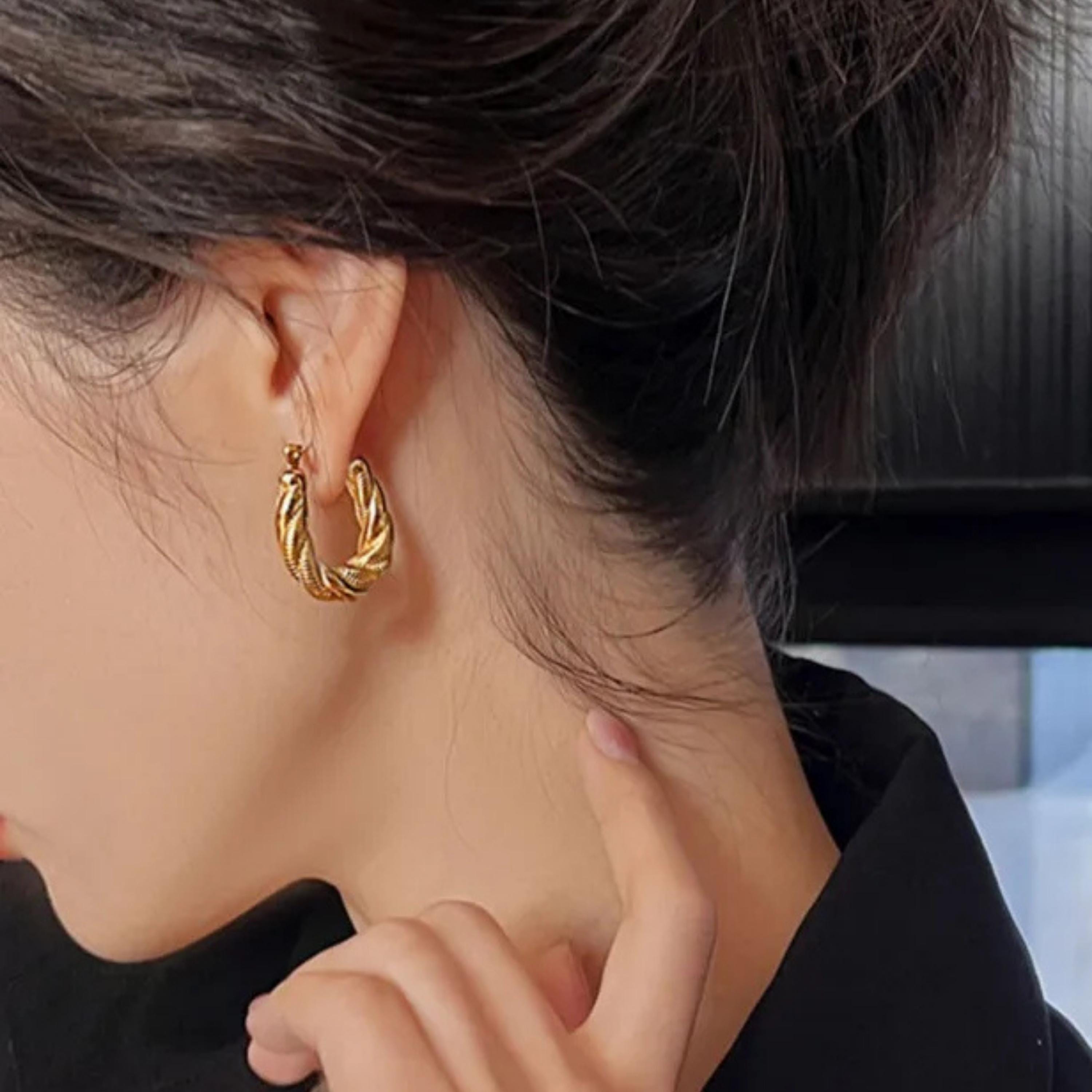 Twisted Gold Hoop Earrings