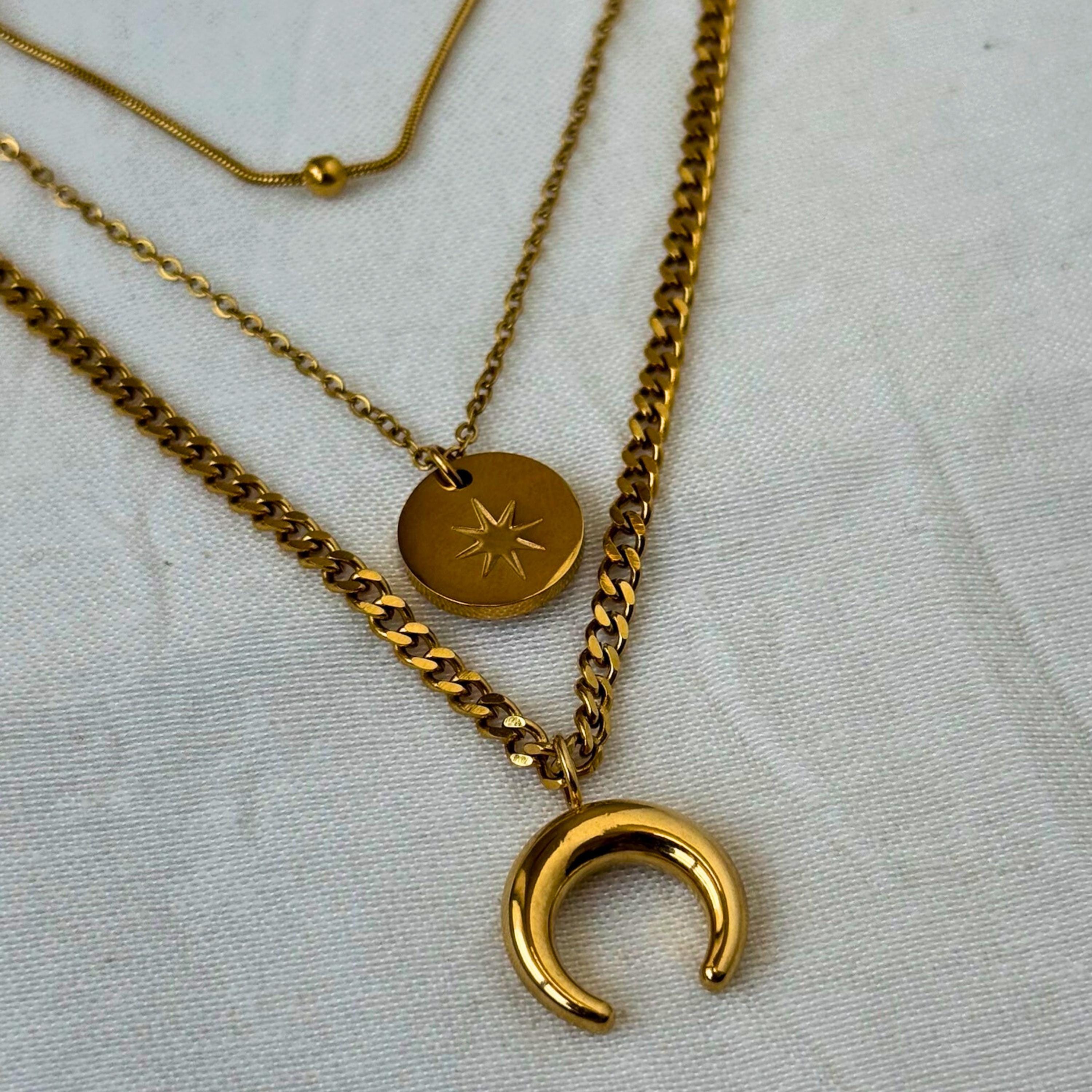 Star Moon Three Layered Necklace