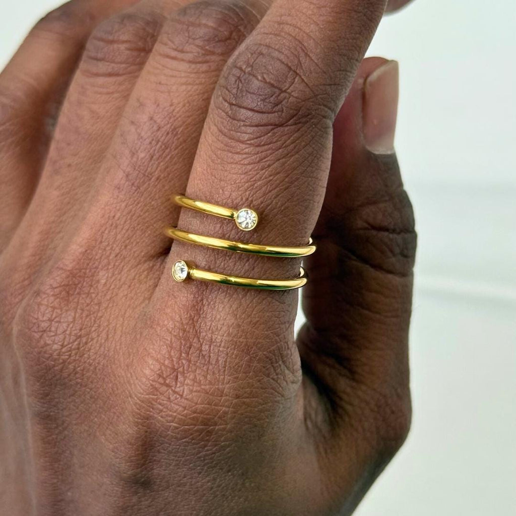 Double Coil Crystal Ring