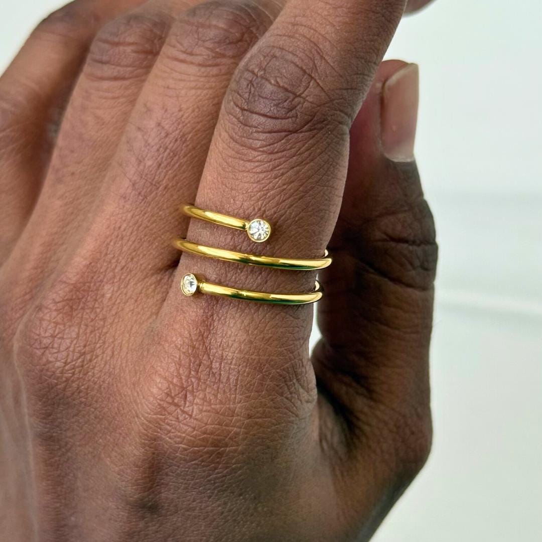 Double Coil Crystal Ring