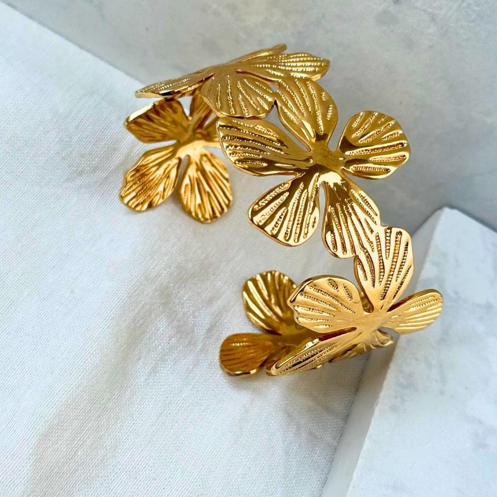 Floral Adjustable Bangle Bracelet