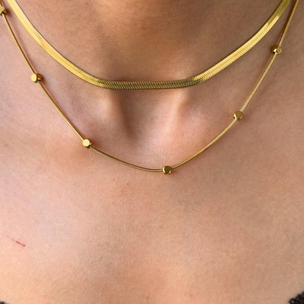 Double Herringbone Chain Necklace Set