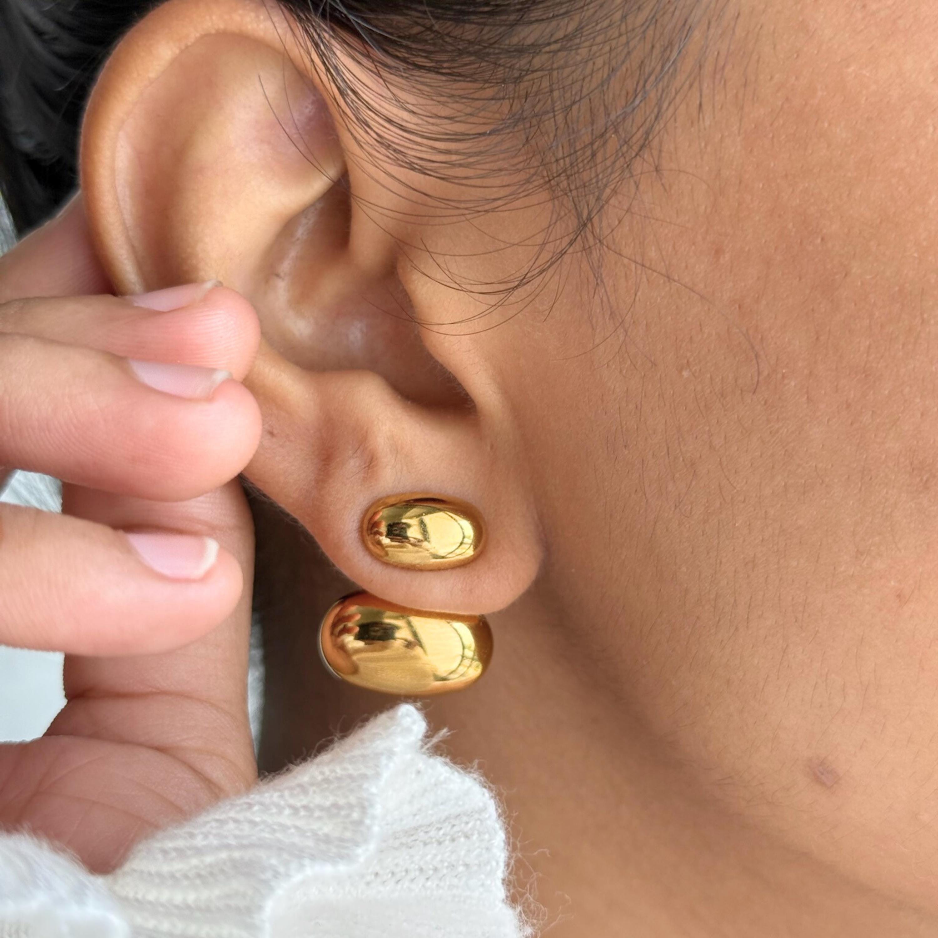Gold Double Dome Earrings