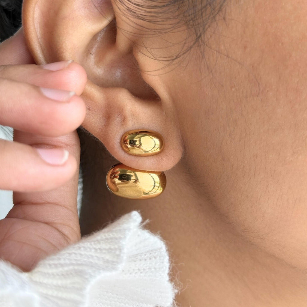 Gold Double Dome Earrings