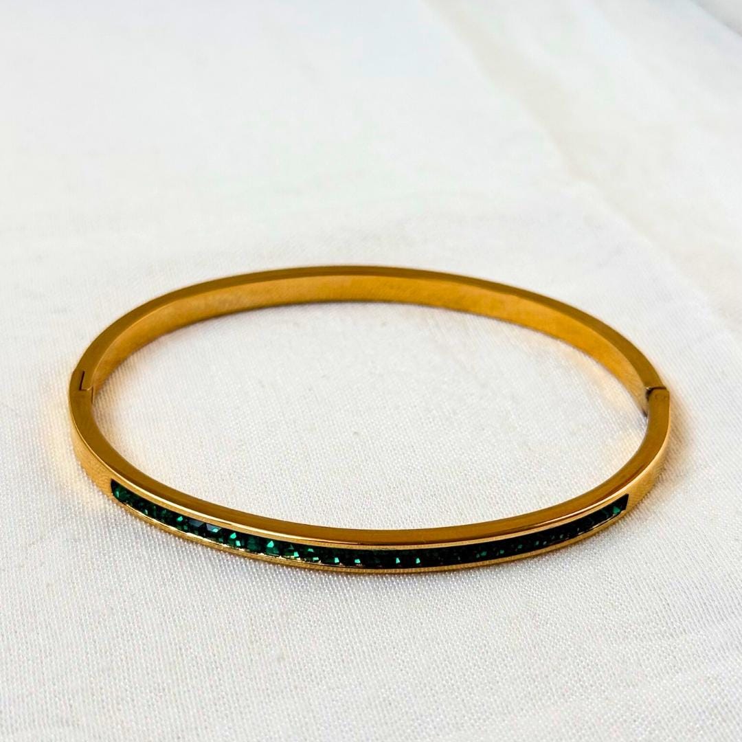 Emerald Stone Bangle Bracelet
