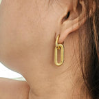 Spiral Coil Drop Hoop Earrings