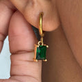 Square Emerald Hoop Earrings