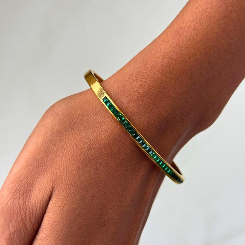 Emerald Stone Bangle Bracelet