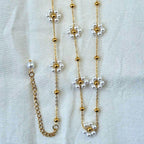 Pearl Flower Bracelet & Necklace Set