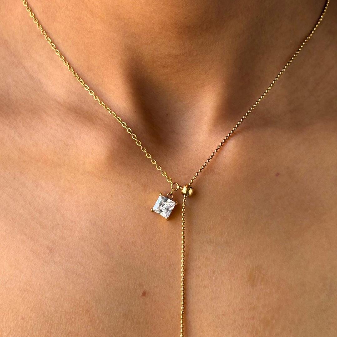 Gold Heart Lariat Necklace