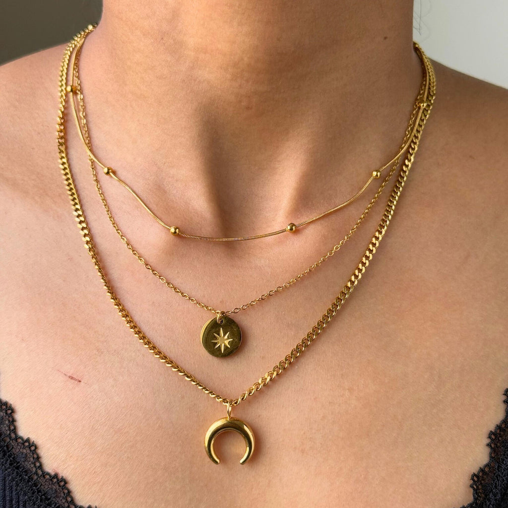 Star Moon Three Layered Necklace