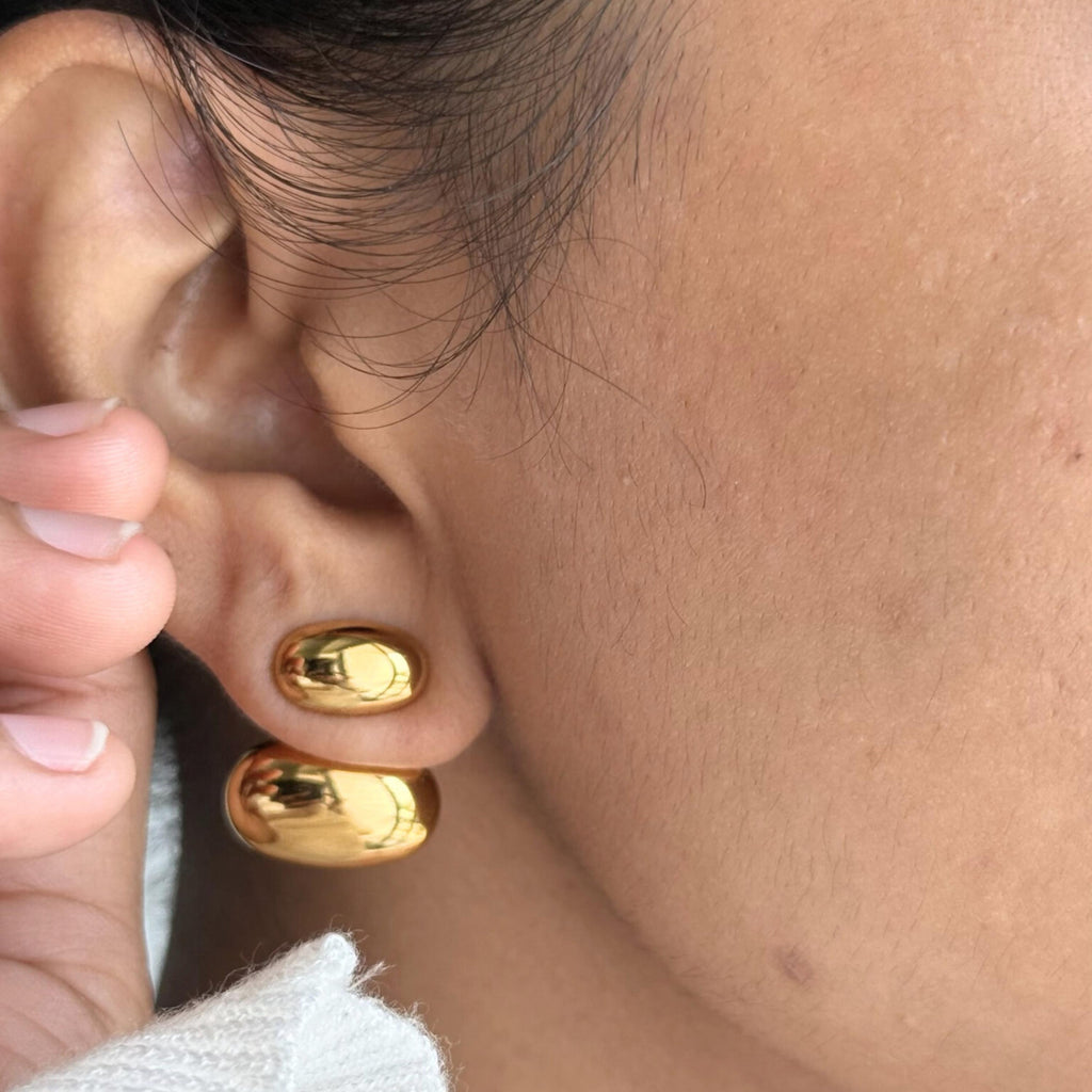 Gold Double Dome Earrings