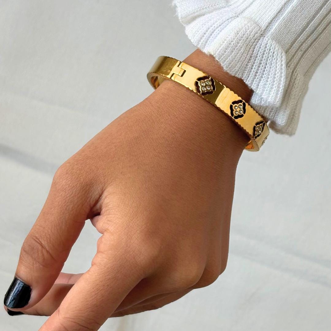 Floral Gold Bangle Bracelet