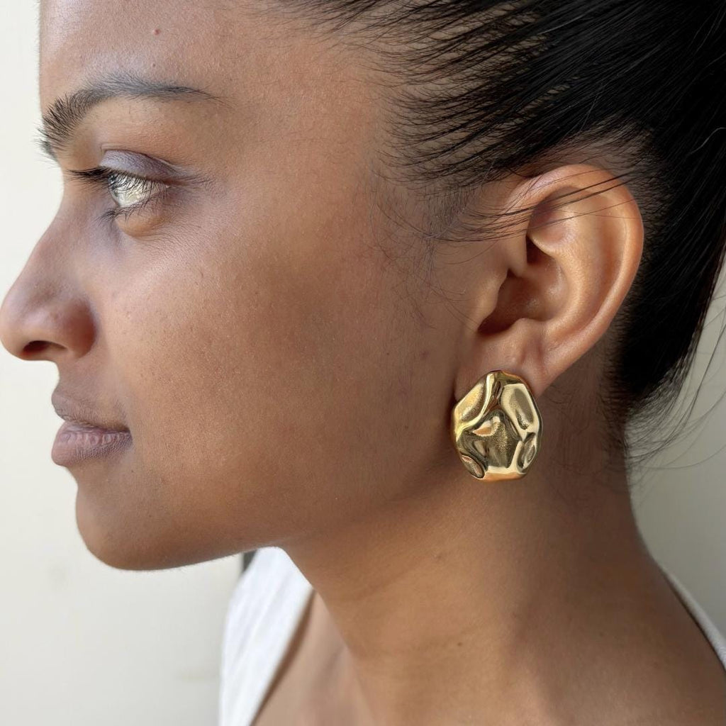 Gold Statement Stud Earrings