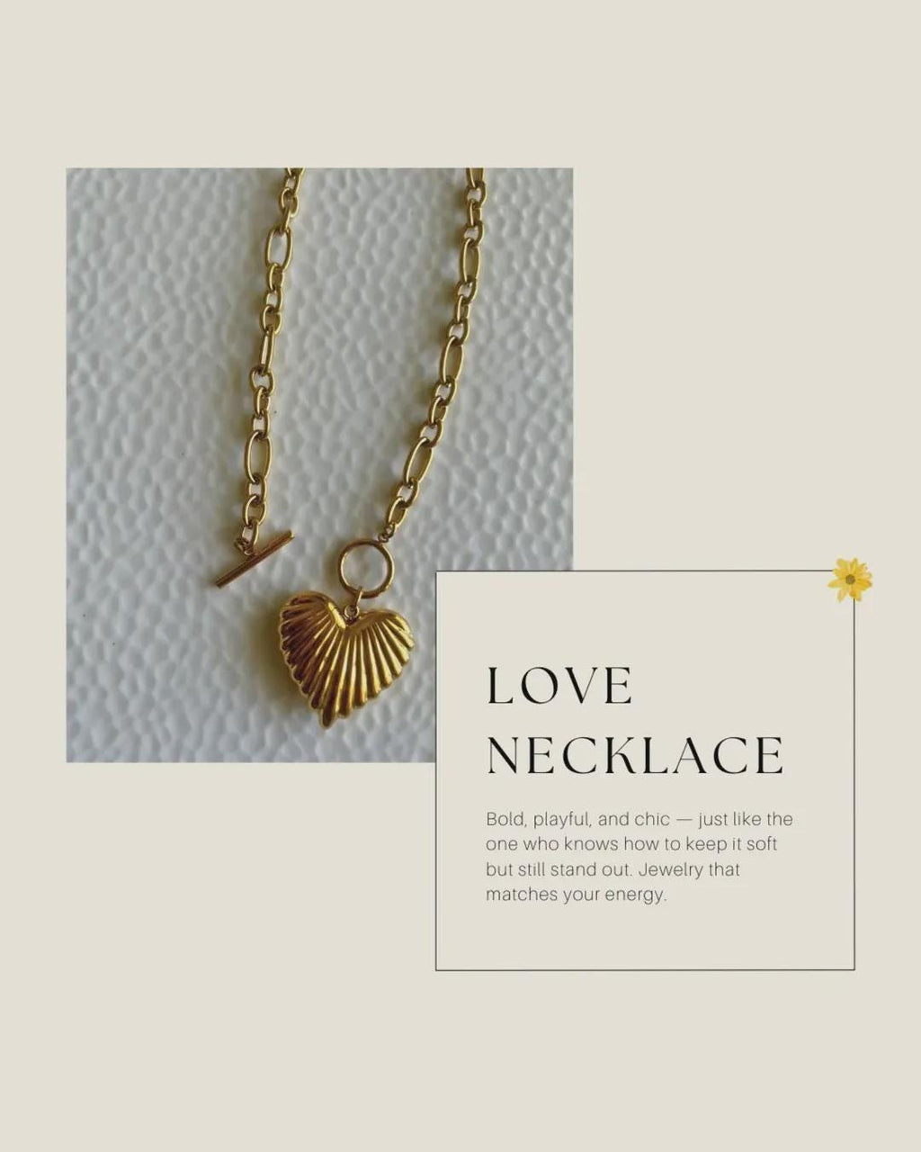 Chunky Gold Heart Pendant Necklace