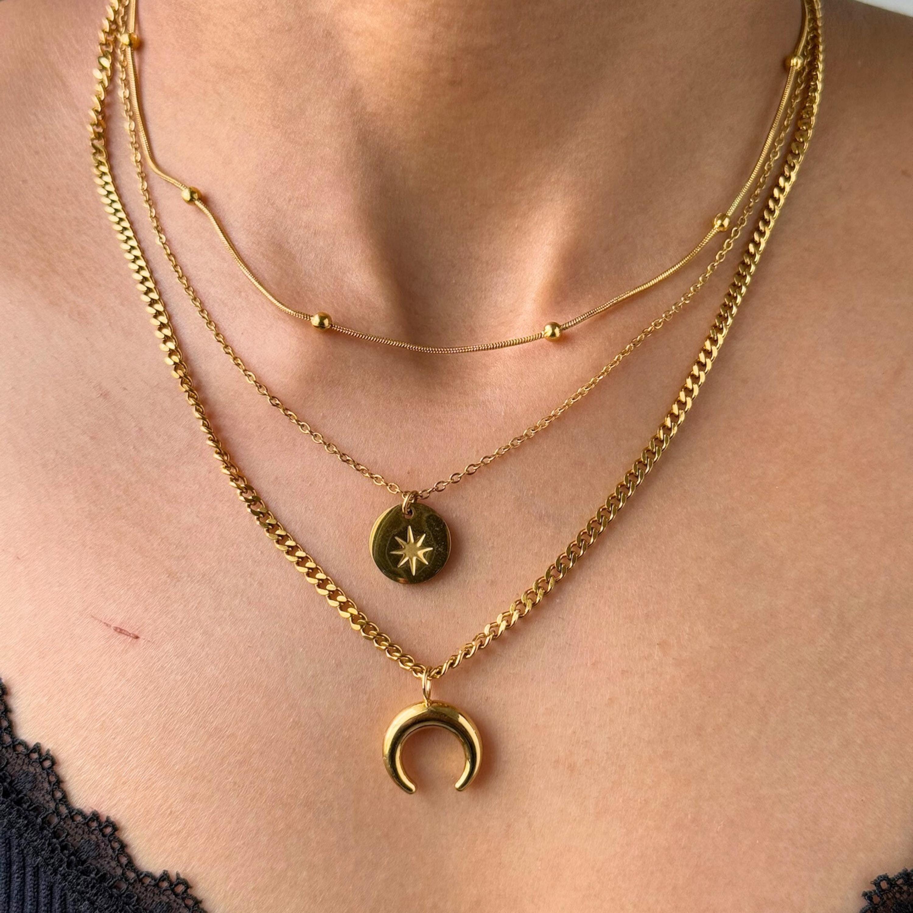 Star Moon Three Layered Necklace