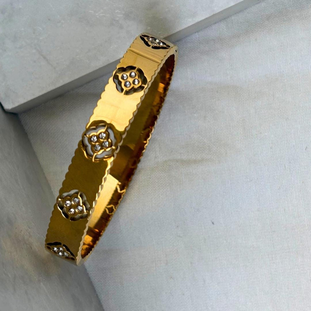 Floral Gold Bangle Bracelet