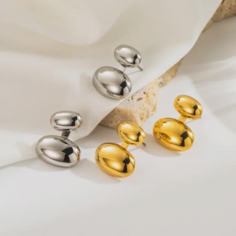 Gold Double Dome Earrings