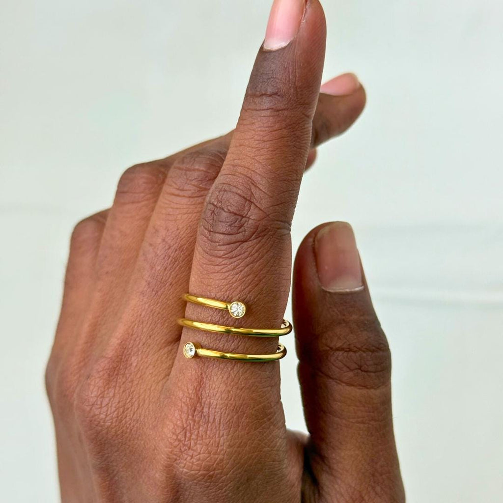 Double Coil Crystal Ring
