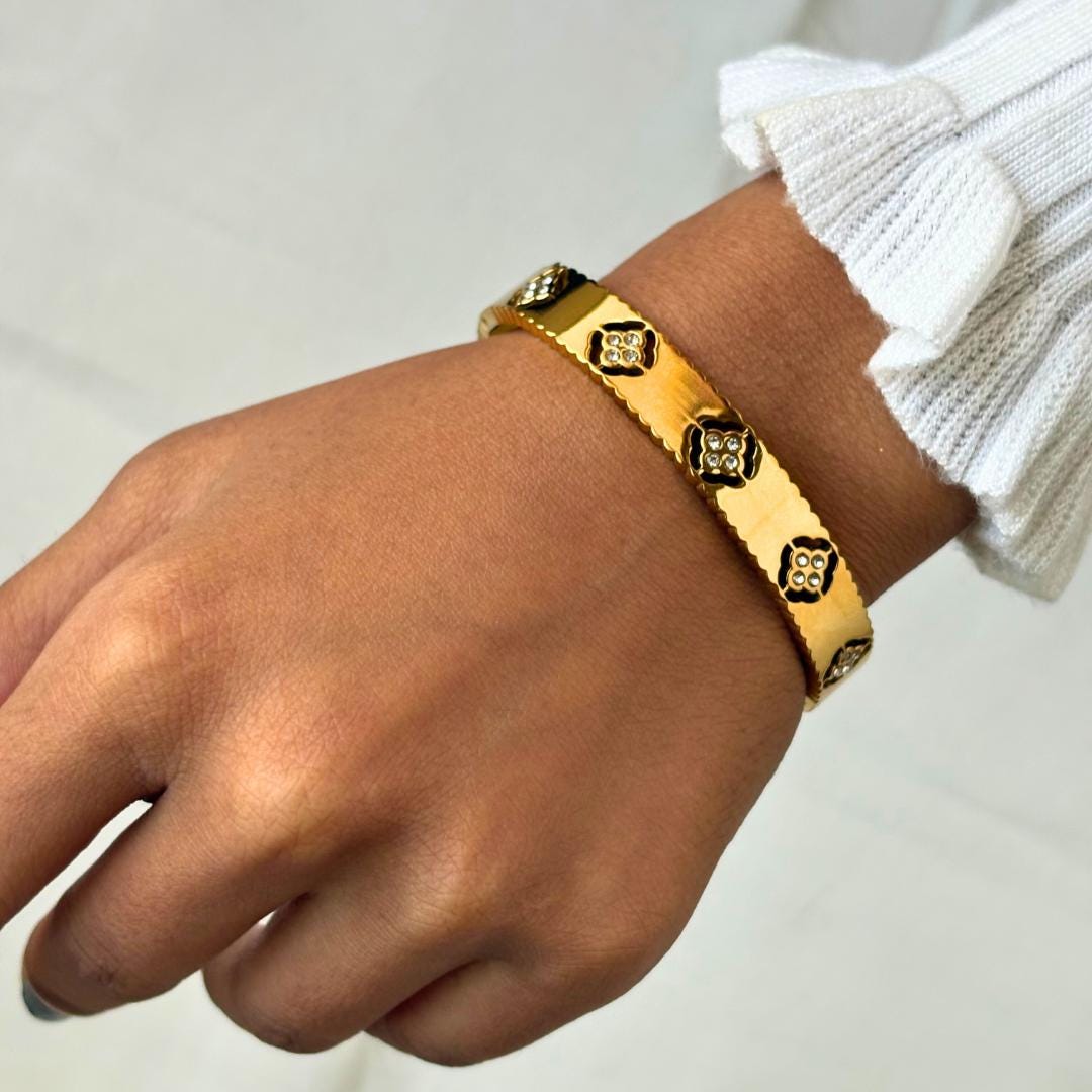 Floral Gold Bangle Bracelet