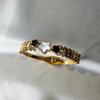 Clover Gold Bangle Bracelet – 18K Gold PVD Clover Cuff | Minimal Geometric Jewelry by FeelAmara
