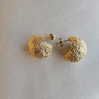 Chunky Lava Textured Gold Stud Earrings