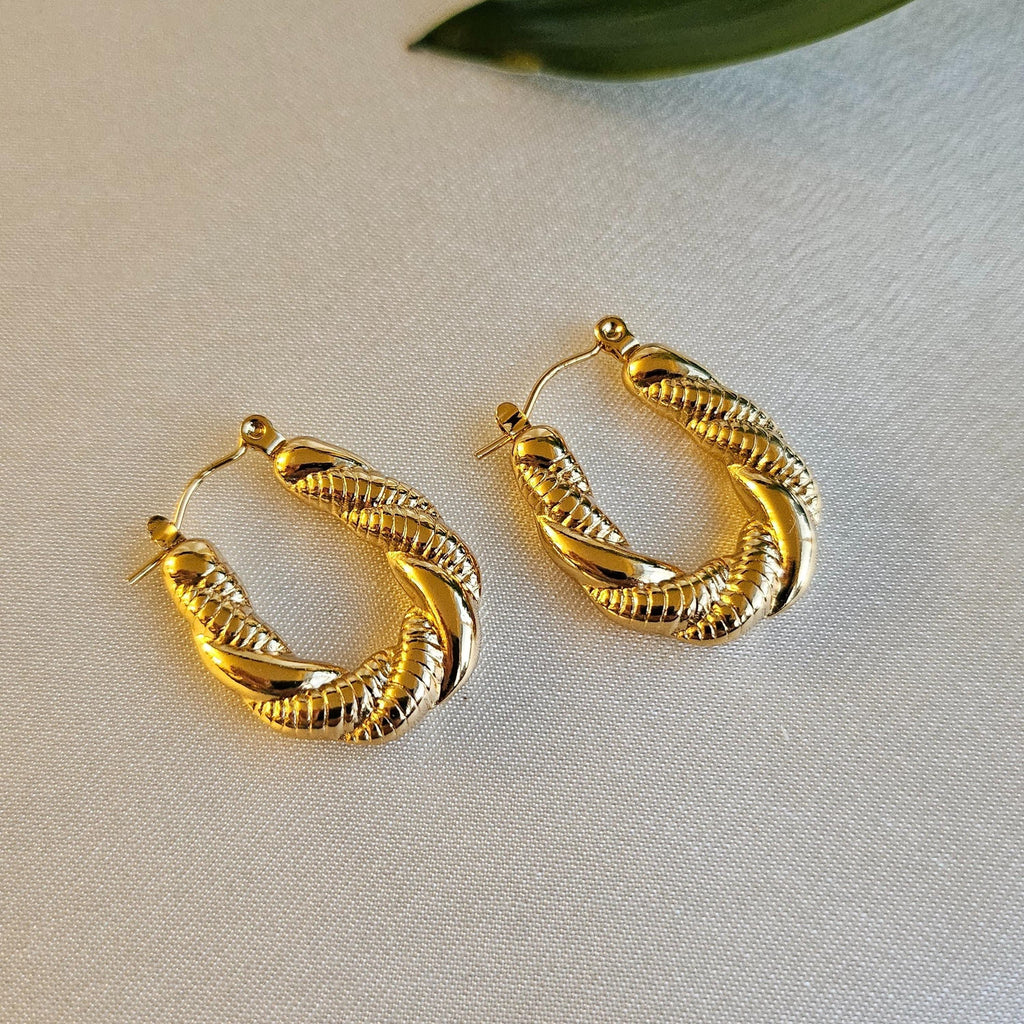 Twisted Gold Hoop Earrings