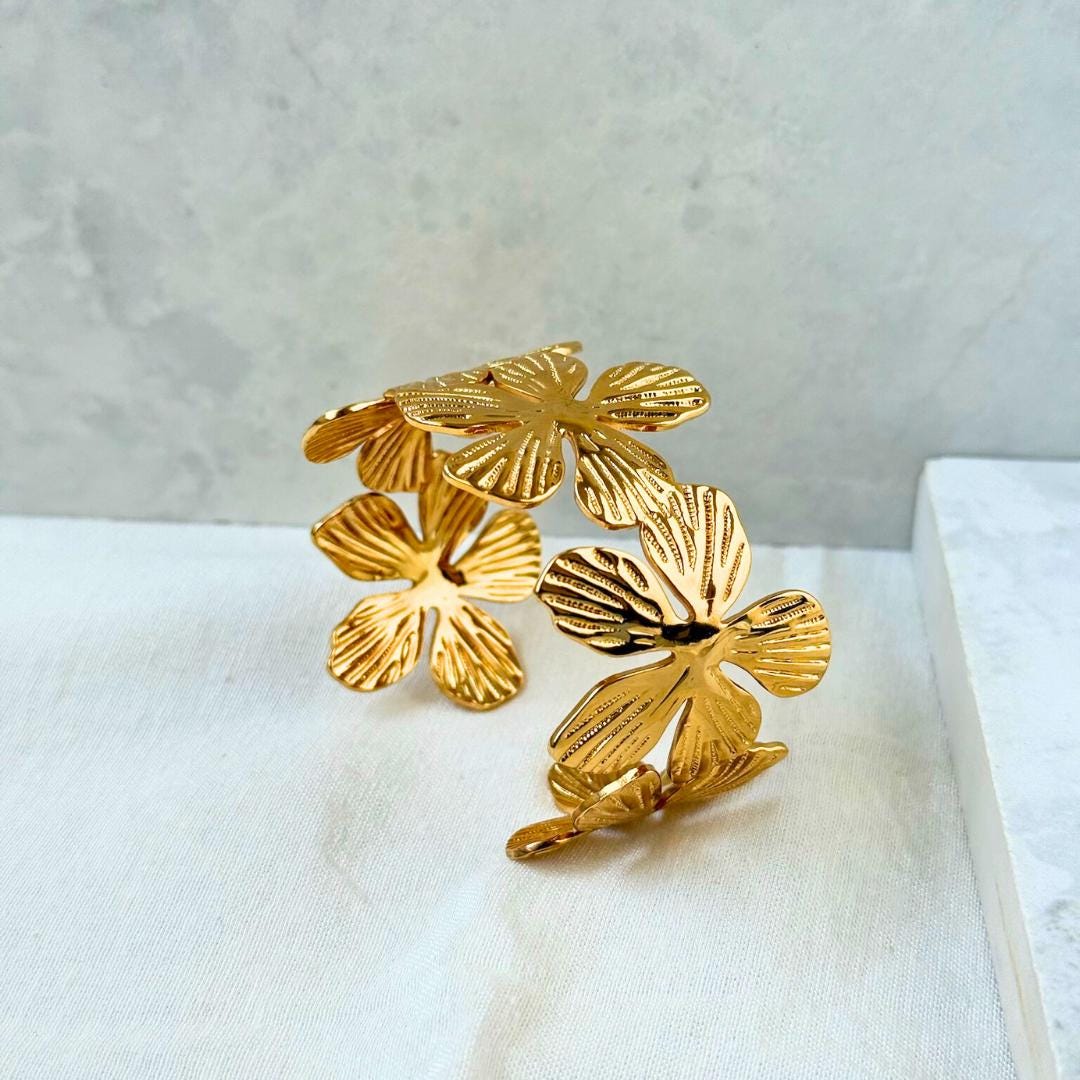 Floral Adjustable Bangle Bracelet