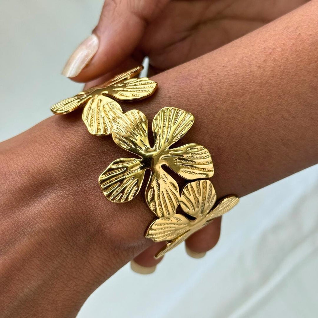 Floral Adjustable Bangle Bracelet