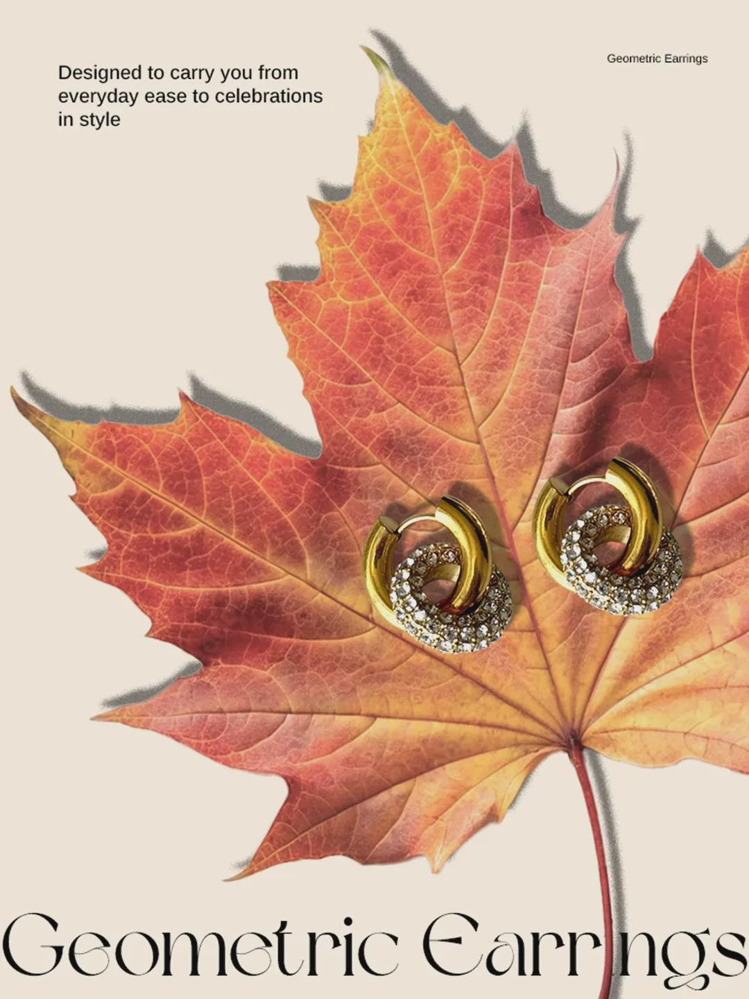 Pavé Double Circle Drop Hoop Earrings