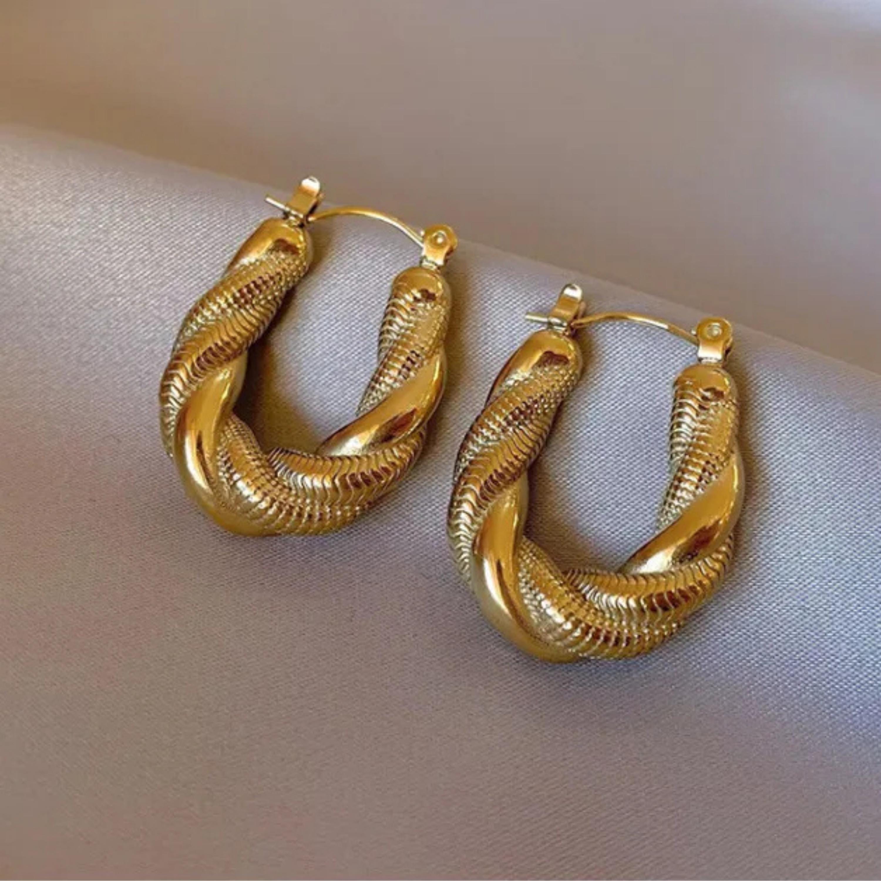 Twisted Gold Hoop Earrings